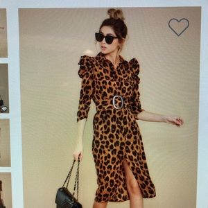Red dress boutique leopard dress.